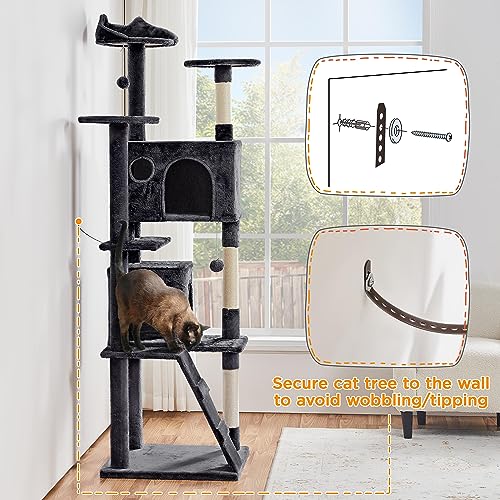 Yaheetech 54in Cat Tree Tower Condo Furniture with Scratch Post Y196