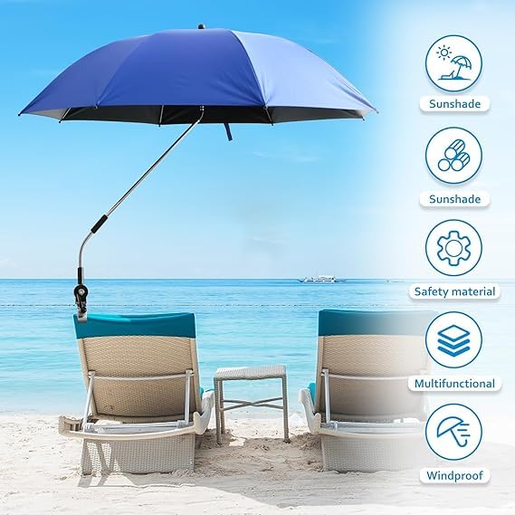 Chair Umbrella with Clamp, UPF 50+, 48 Inches for Patio Beach Chairs E521