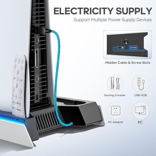 PS5 Stand with Cooling & Charging Station for Disc & Digital Console U78876