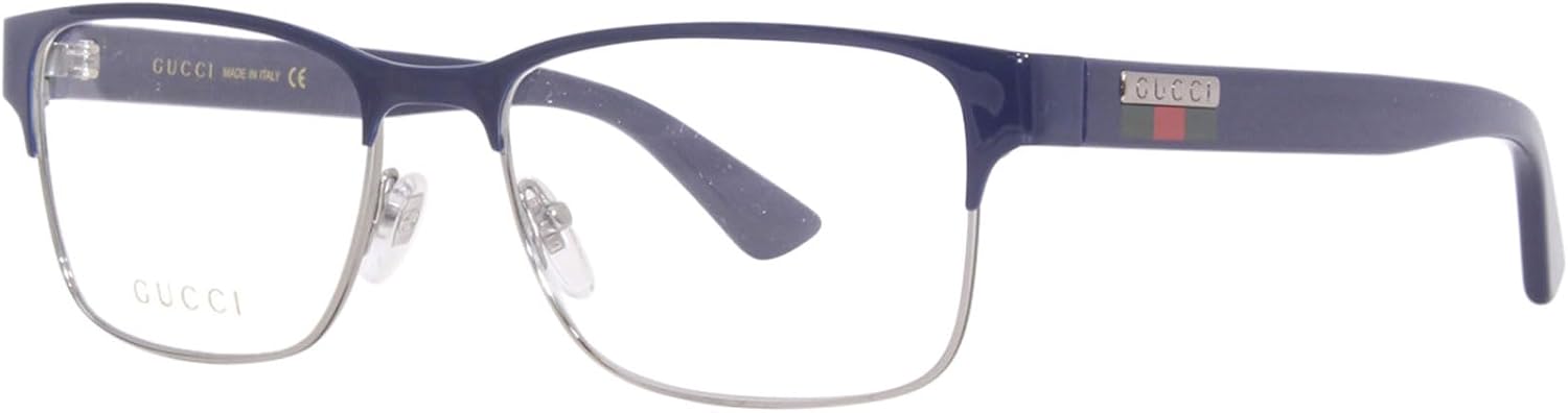 Gucci GG0750O 003 Eyeglasses Men's Blue Full Rim Rectangle Shape 56mm
