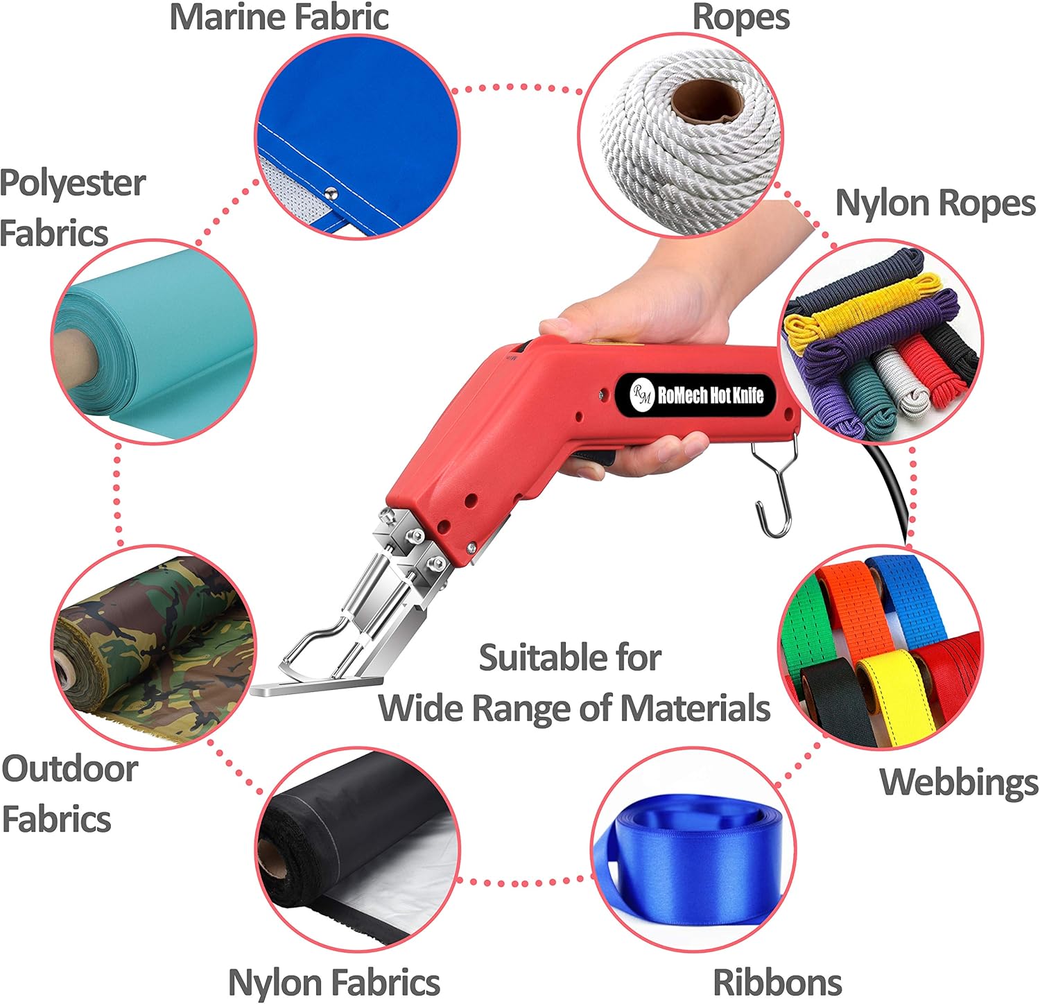 ROMECH Pro Electric Hot Knife Rope Cutter Fabric Cutter with Replacement R Blade S811