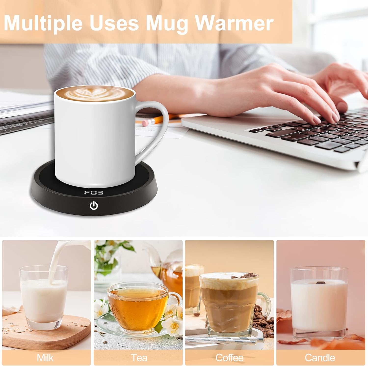 Coffee Cup Warmer for Desk with Auto Shut Off & Temperature Settings O48357