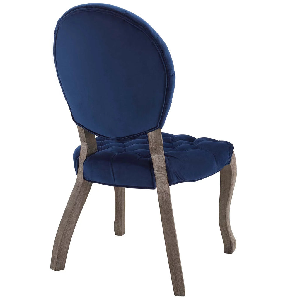 Navy Blue Velvet Vintage Side Chair with Wood Frame D4348