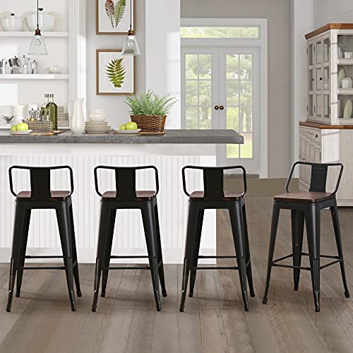 Andeworld Bar Stools Set of 4 Counter Height, Distressed White 30 Inch K18303