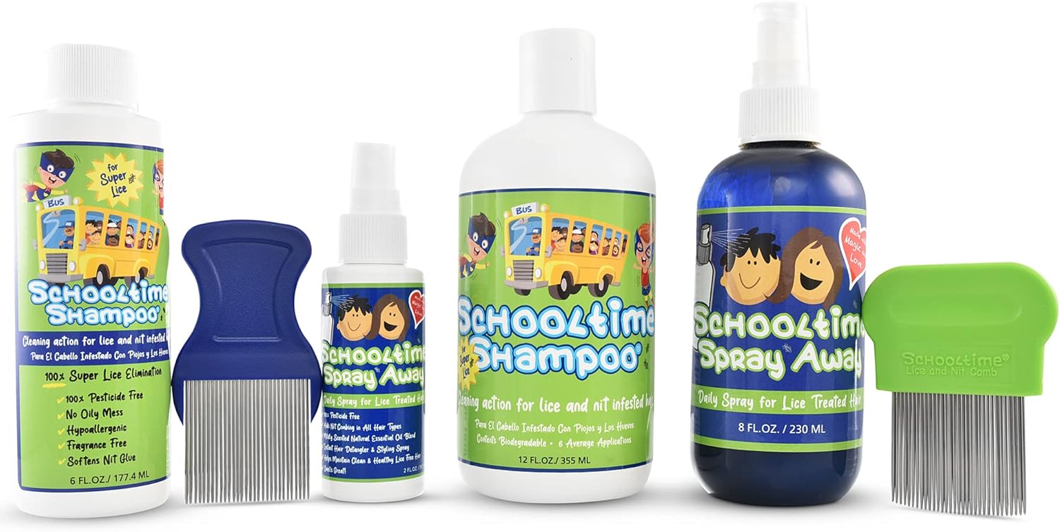 Lice Elimination Kit for Kids by Schooltime with Shampoo, Spray & Comb Z1714