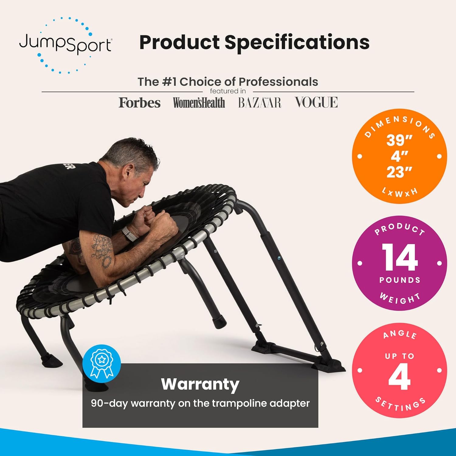JumpSport 350 Plyometric Rebounder Bundle with Toning Ball L397832