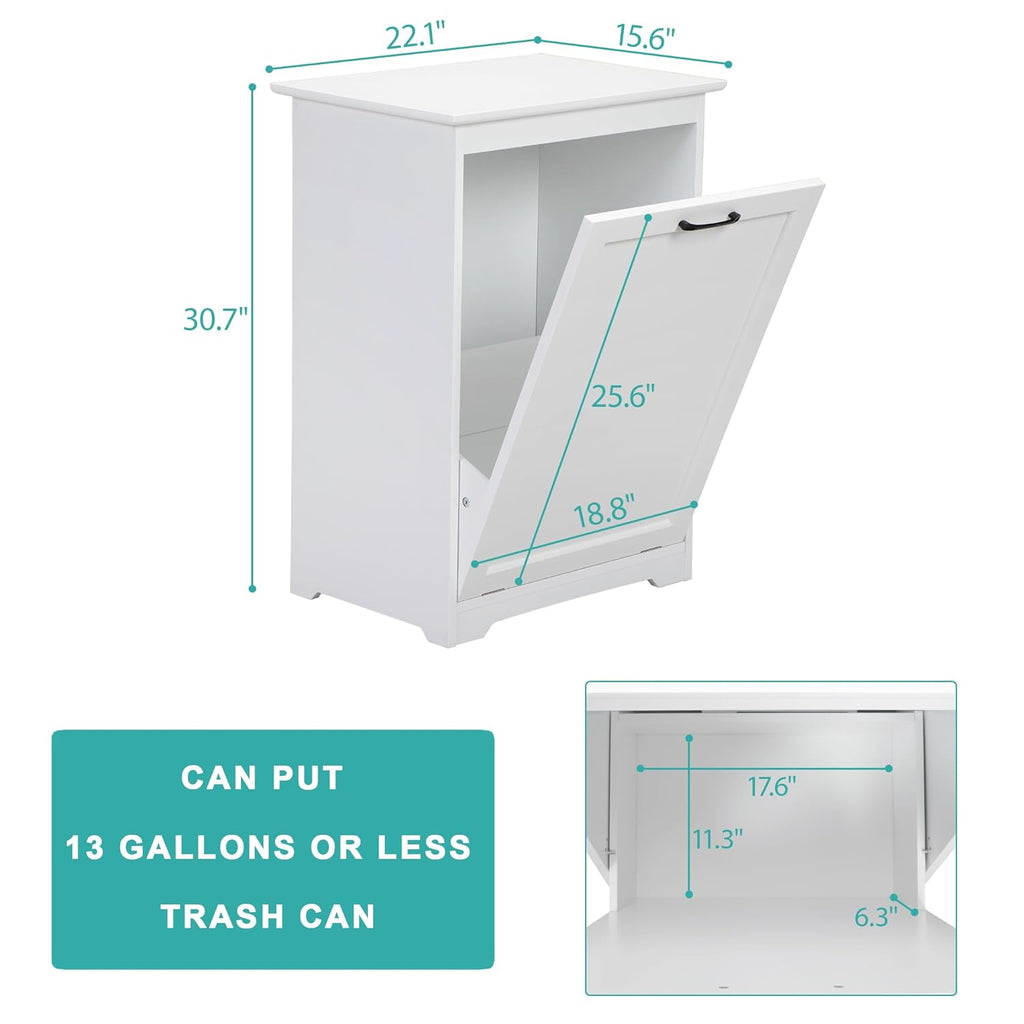 JAXPETY Tilt Out Trash Cabinet Kitchen Trash Can Holder, White R266234