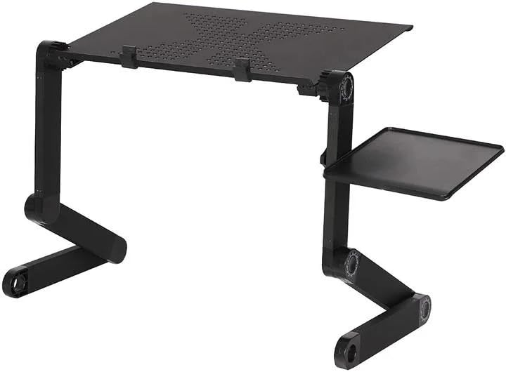Bosonshop Foldable Aluminum Laptop Desk Adjustable Portable Table Stand with Mouse Pad, Black U9604