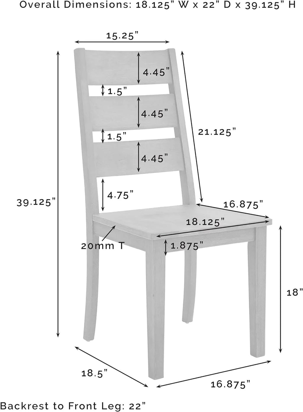 Joanna 2-Piece Ladder Back Dining Chair Set, Rustic Brown R5313