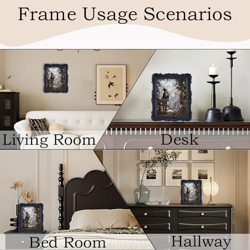 Antique Picture Frames 8x10 Vintage Victorian Ornate with Glass, Black S55546