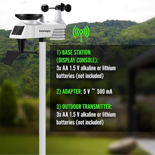 Sainlogic Professional WiFi Weather Station with Outdoor Sensor, Rain Gauge, Black C29030