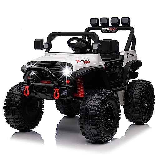 24V Ride On Car, Battery Powered Cars for Kids Ride On Truck with Remote Control Kids Electric Car Ride On Toy for Boys with 3 Speeds, MP3 Player, Bluetooth, Black