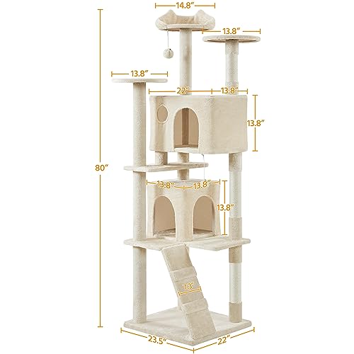 Yaheetech 54in Cat Tree Tower Condo Furniture with Scratch Post Y196