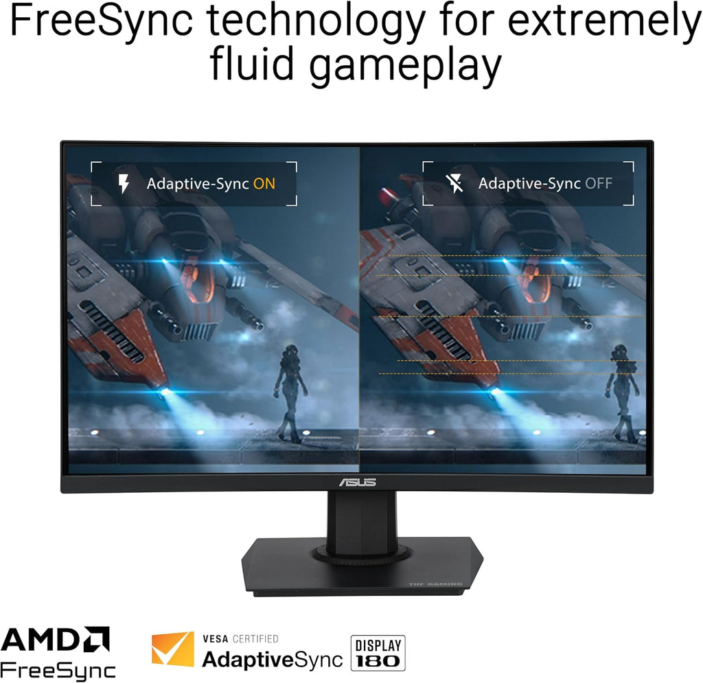ASUS TUF Gaming 24" Curved Monitor VG24VQER – FHD, 180Hz, 1ms, FreeSync Y41145