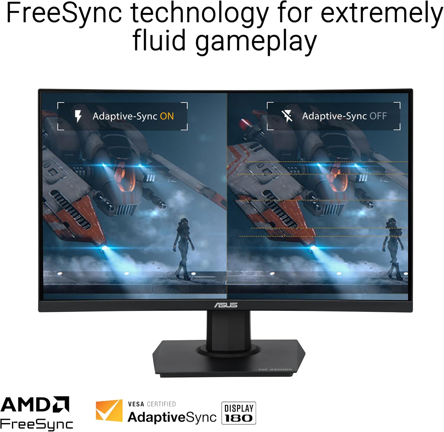 ASUS TUF Gaming 24" Curved Monitor VG24VQER – FHD, 180Hz, 1ms, FreeSync Y41145