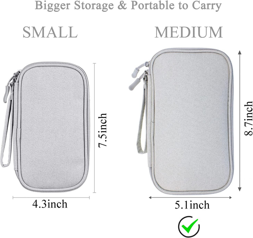 Medium Cable Charger Organizer Bag for Electronics Travel Storage - Light Grey R58486