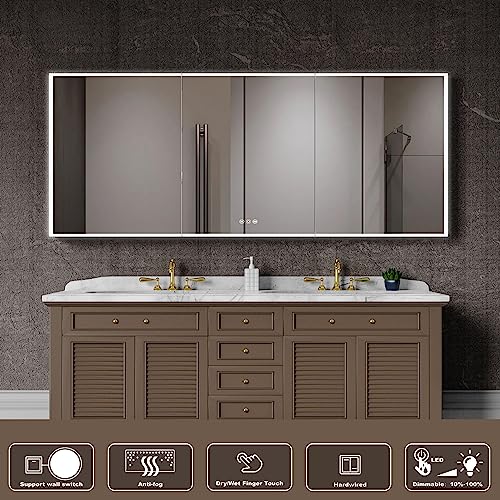 Medicine Cabinet with Mirror, Outlets & USB, Defogger, 42"W x 36"H, Silver V7989