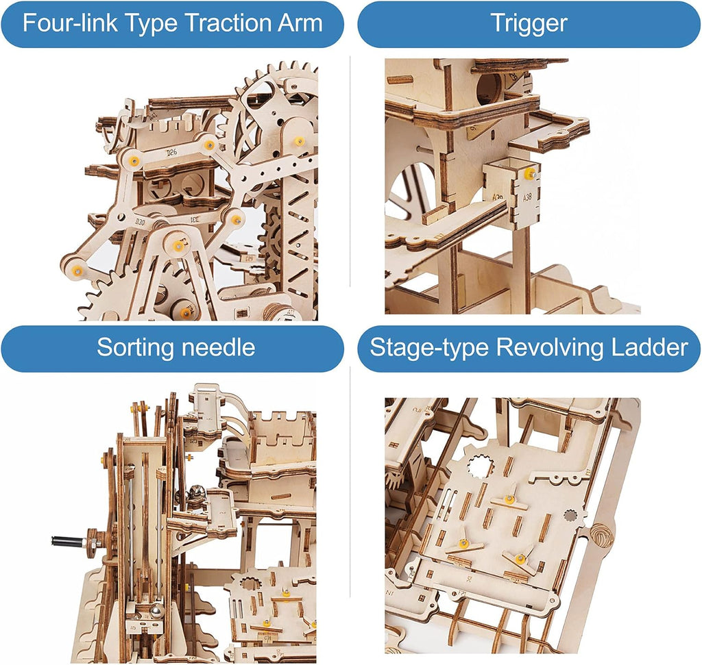 Rowood 3D Wooden Marble Run Puzzle Craft Toy, DIY Model Building Kit for Adults & Teens Y280652