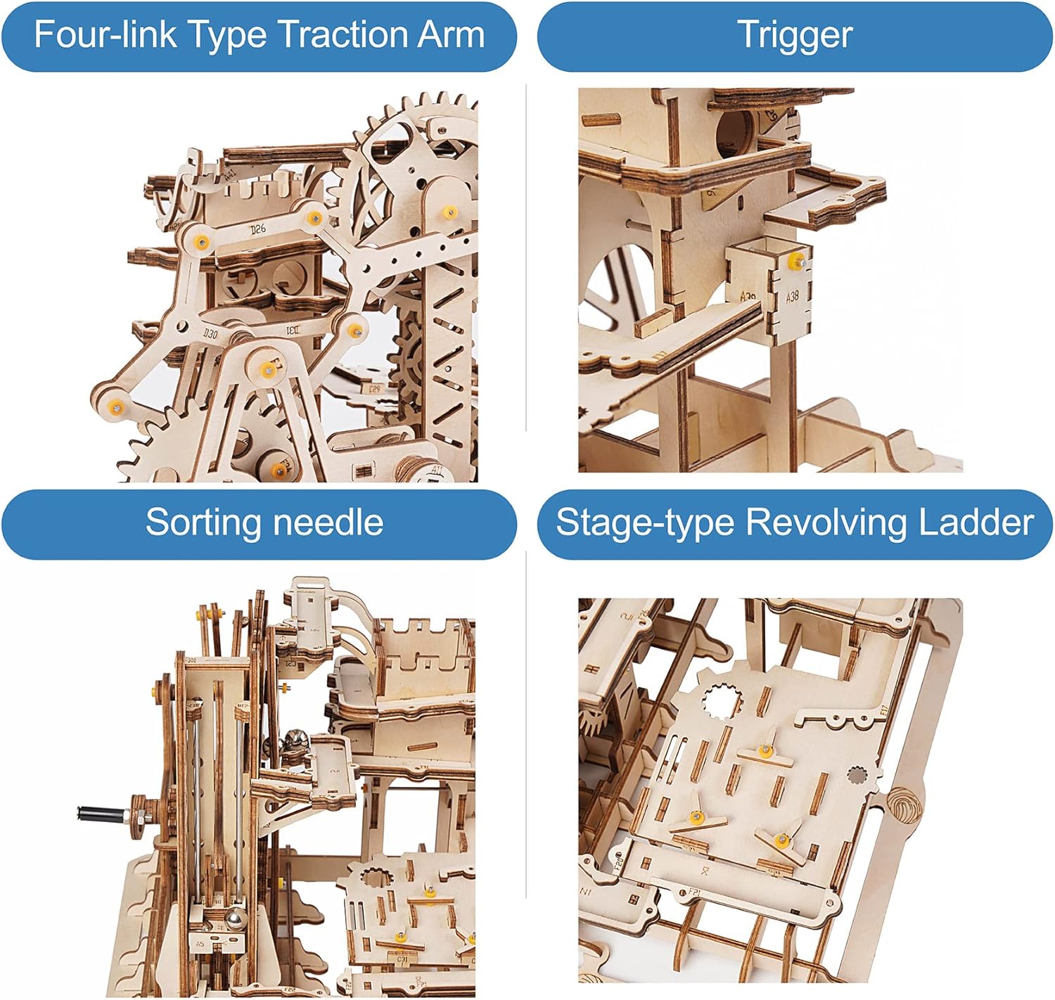 Rowood 3D Wooden Marble Run Puzzle Craft Toy, DIY Model Building Kit for Adults & Teens Y280652