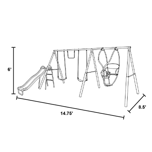 Sportspower Mountain View Metal Swing Slide and Trampoline Set G7763