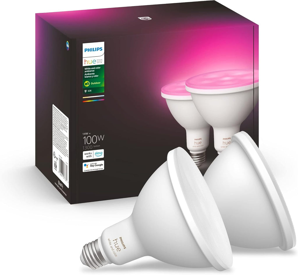 Philips Hue Smart 100W PAR38 LED Bulb & Bridge E4148