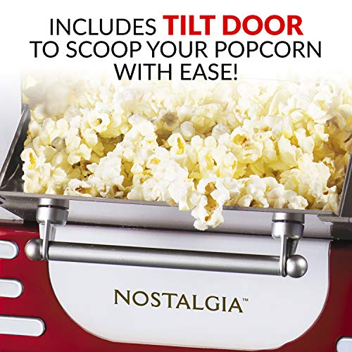 Nostalgia Popcorn Maker 2.5 Oz Kettle, Retro Machine with Interior Light, White and Red A4553