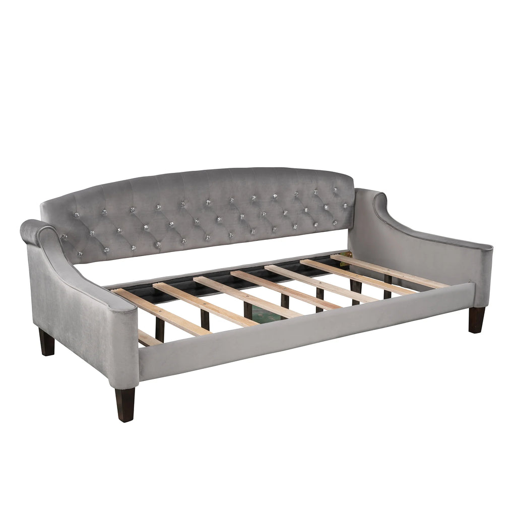 Euroco Twin Size Tufted Button Daybed Gray X460649