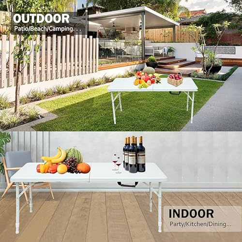 4ft Portable Plastic Folding Table with Carry Handle L323