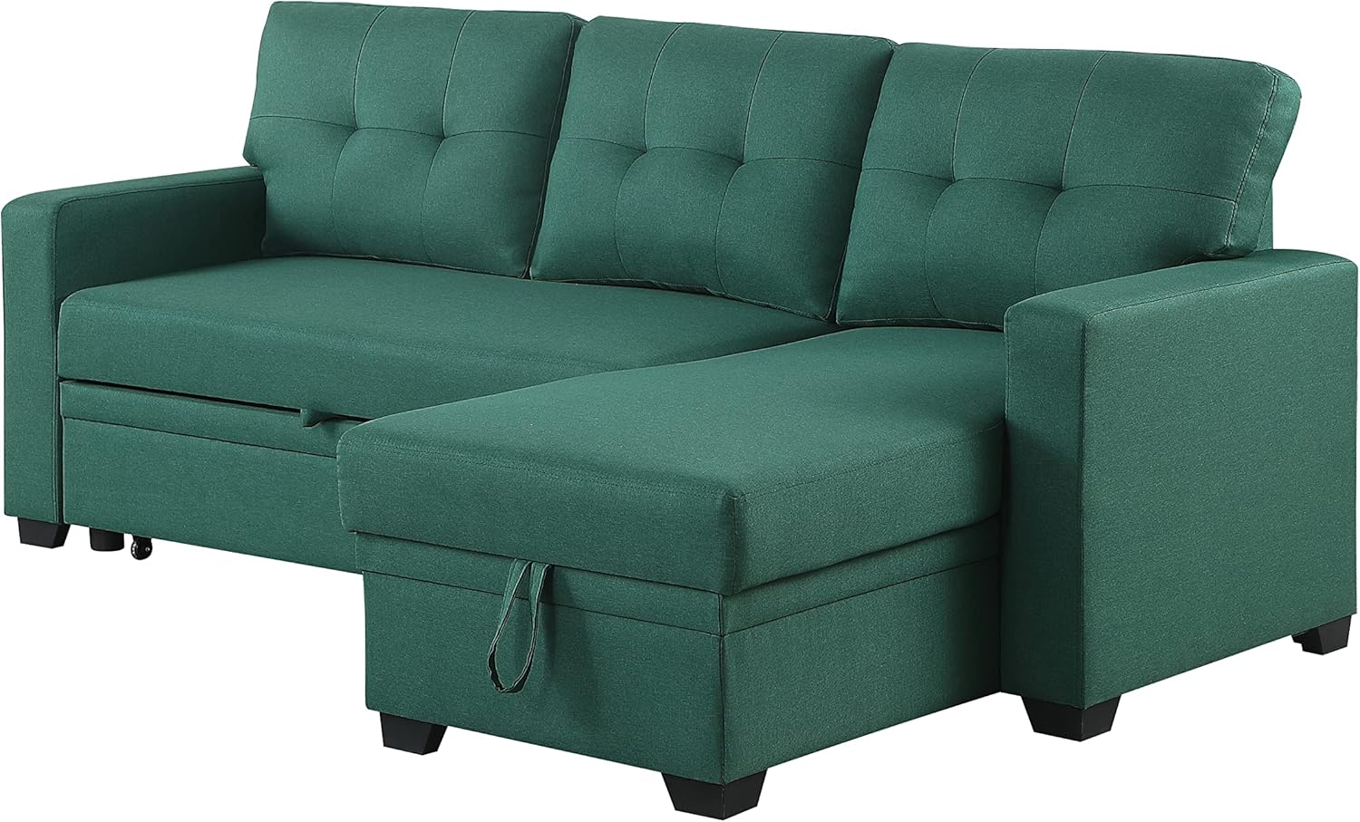 Upholstered Pull Out Sectional Sofa with Chaise Green E86070