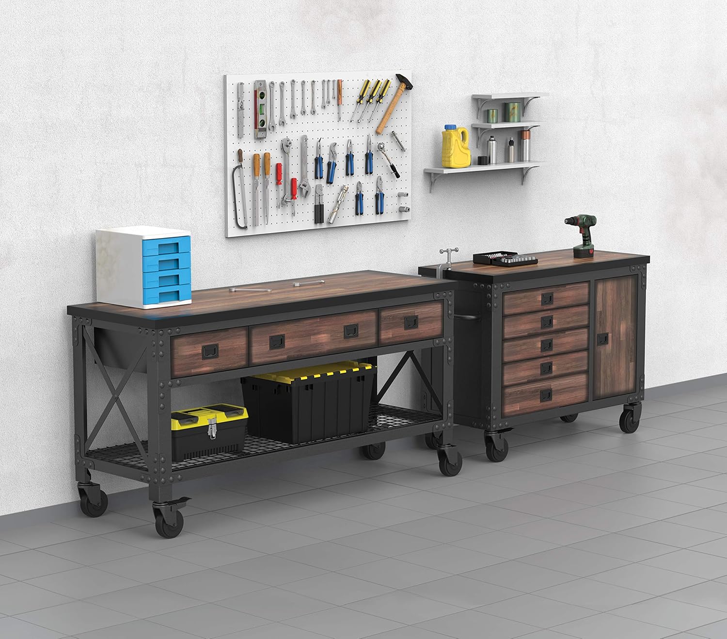 Duramax 48 in. 5-Drawer Rolling Tool Chest with Solid Wood Top C3887