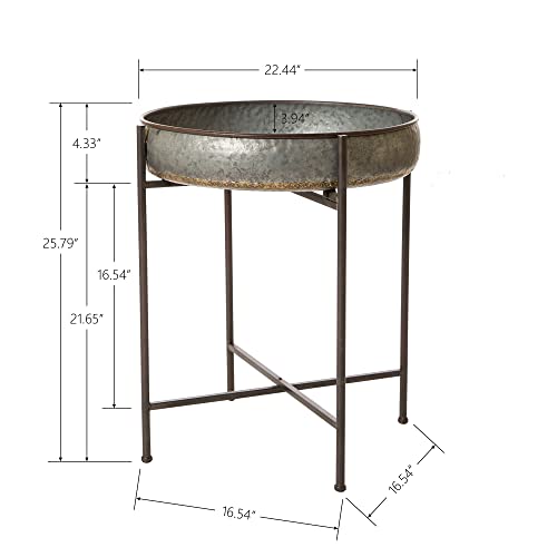 Glitzhome Set of 2 Metal End Table with Removable Galvanized Tray A3478