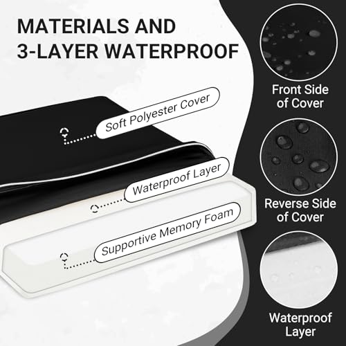 downluxe Waterproof Outdoor Chair Cushions Set of 4, 19" x 19" x 3", Black O202