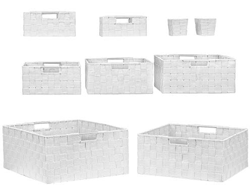 Sorbus Set of 9 Storage Baskets for Shelves, Mesh Hand-Woven Design (Beige) Y91075