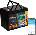 Elefast 12V 100Ah Bluetooth LiFePO4 Lithium Battery, BCI Group 24,Low Temperature Protection Up to 20000 Cycles, 1280Wh Energy LiFePO4 Battery in Small Size, Perfect for RV, Solar, Trolling Motor