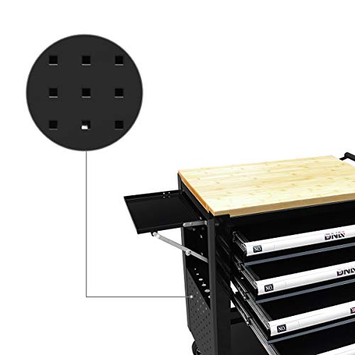 DNA MOTORING 30"W x 37"H x 18"D 4-Drawer Rolling Tool Cart with Locking Cabinet, Black J753366