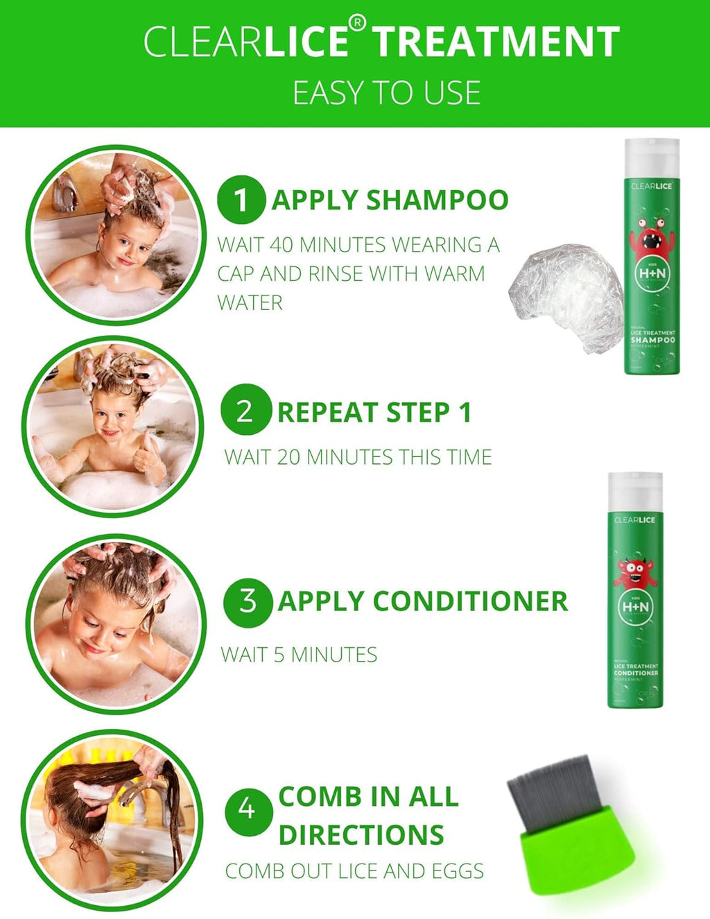 Head Lice Treatment Conditioner with Essential Oils, SLS Free, 8 oz S189