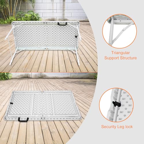 4ft Portable Plastic Folding Table with Carry Handle L323