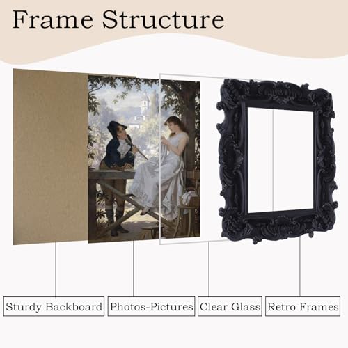 Antique Picture Frames 8x10 Vintage Victorian Ornate with Glass, Black S55546