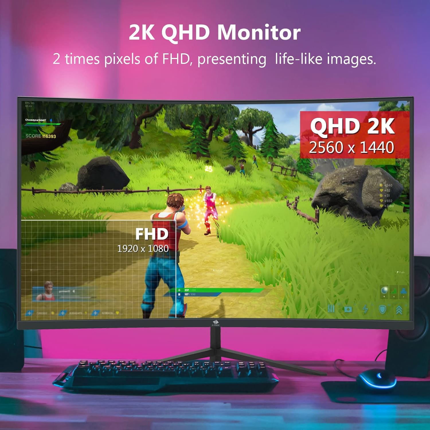 Z-Edge Curved Gaming Monitor Bundle 24-inch & 32-inch 2 Pack, 165Hz/75Hz, 1080P/1440P, AMD FreeSync Premium B385