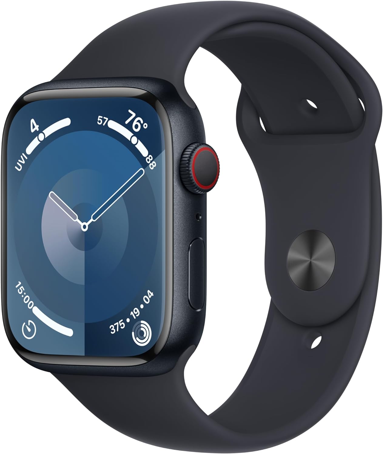 Apple Watch Series 9 [GPS + Cellular 45mm] Smartwatch with Midnight Aluminum Case with Midnight Sport Band M/L. Fitness Tracker, Blood Oxygen & ECG Apps, Always-On Retina Display