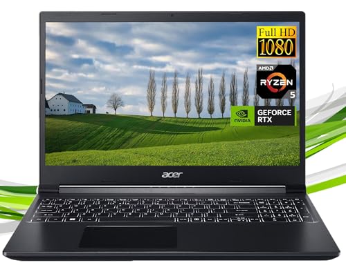 acer Gaming Laptop Computer, 15.6" FHD Aspire 7 Gaming Laptops, AMD Ryzen 5 5625U, NVIDIA GeForce RTX 3050, 64GB RAM|1TB SSD, Windows 11 Pro, RK Cable, for School College Student and Business