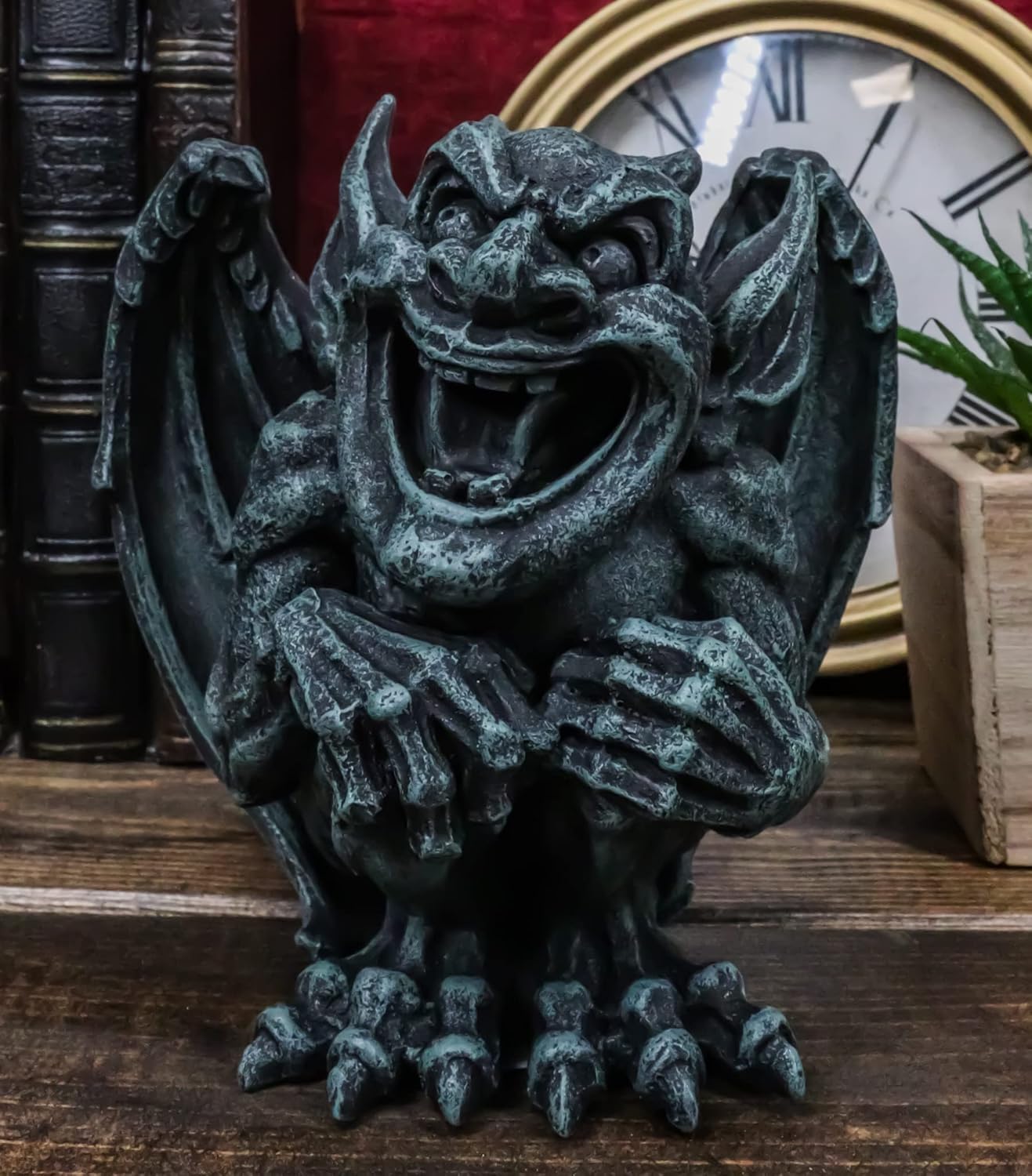 Ebros Gift Gothic Winged Guardian Gargoyle Crouching Figurine Faux Stone Resin Finish G703618