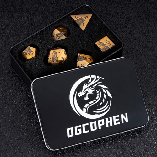 Metal DND Cat Dice 7PCS Polyhedral RPG Dice Set with Gift Case B373640
