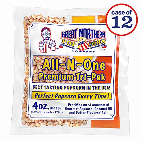 Case of 12 Popcorn Packs with Kernels, Salt & Oil by Great Northern Popcorn C948706