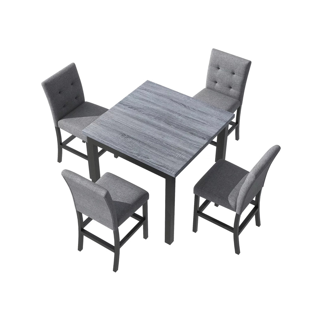 5-Piece Counter Height Dining Set with 4 Chairs, Wooden Frame T21553
