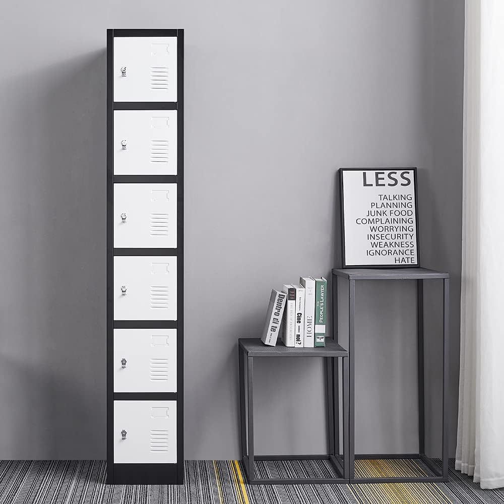 Metal Locker 6 Door Tall Storage Cabinet with Combination Lock U4209