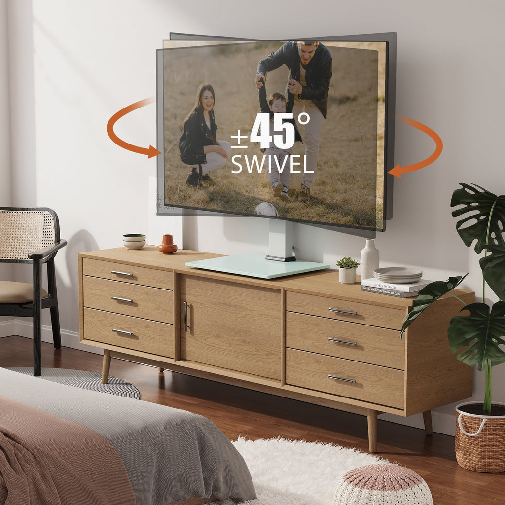 FITUEYES Universal TV Stand Tabletop TV Base with Swivel Mount, White H66685