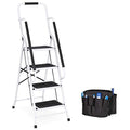 Best Choice Products 4- Step Ladder, Folding Portable Step Stool w/Padded Hand Grips, Non Slip Rubber Feet, Attachable Tool Bag, 225lbs Capacity
