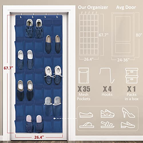 Over The Door Shoe Organizer 35 Mesh Pockets Hanging Rack H529