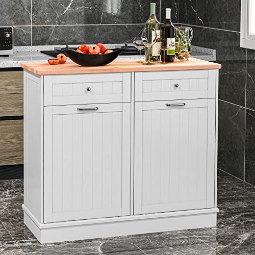 Tilt Out Trash Cabinet 10 Gallon White for Kitchen I38141